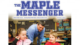 Maple Messenger Cover with Mr. Parker and students
