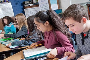 Students studying at their desks.